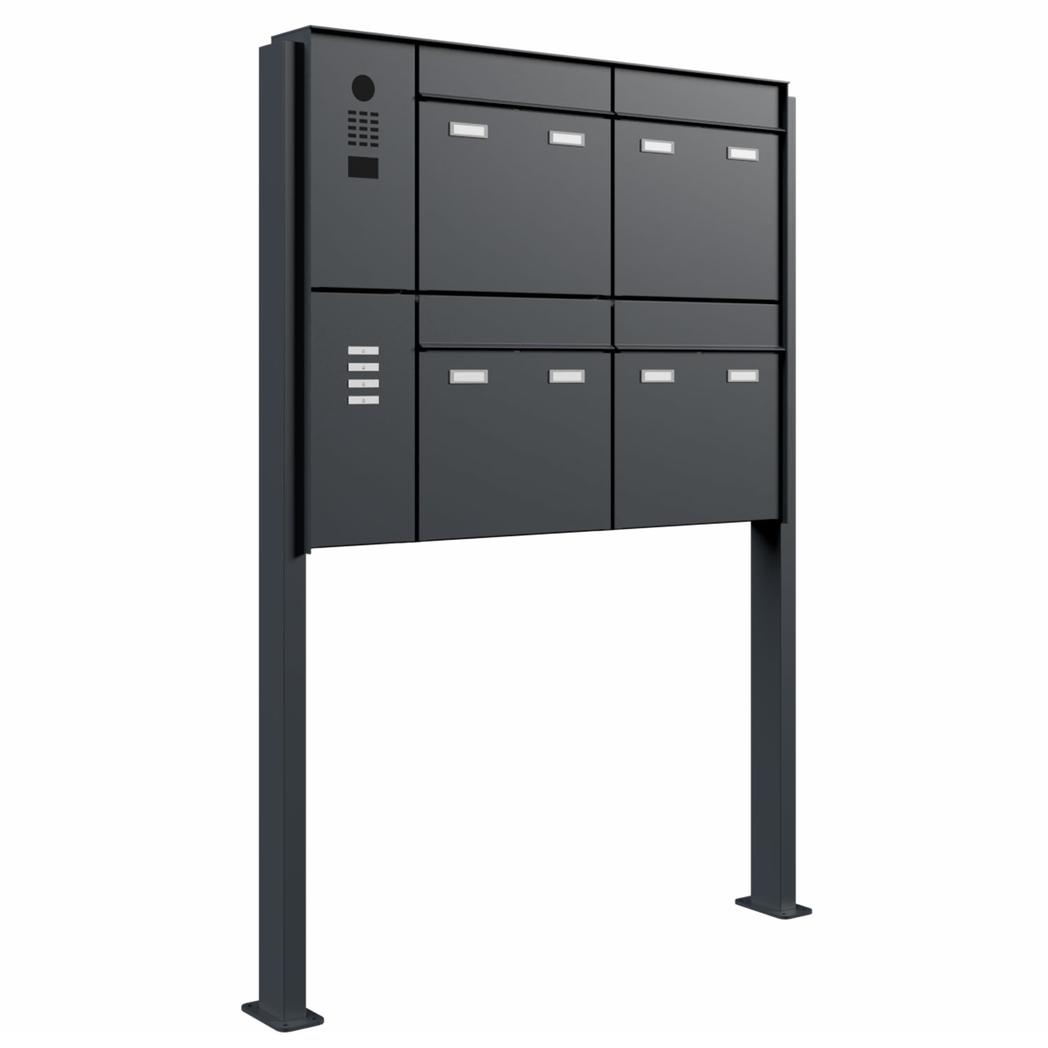 4-delige design brievenbuszuil GOETHE ST-Q links met DoorBird video intercom - RAL naar keuze