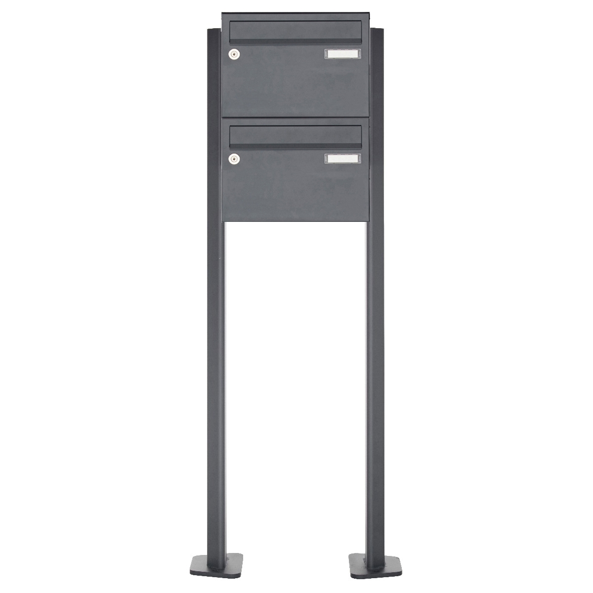 2er Edelstahl Briefkastenanlage freistehend Design BASIC Plus 385XP ST-T - RAL nach Wahl 2er Edelstahl Briefkastenanlage freistehend Design BASIC Plus 385XP ST-T - RAL nach Wahl