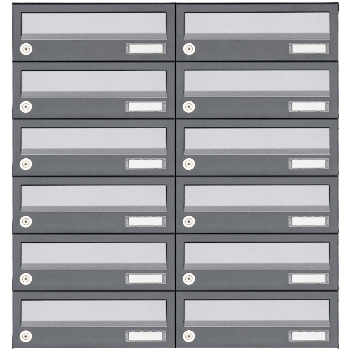 12er 6x2 Aufputz Briefkastenanlage Design BASIC 385A AP - Edelstahl-RAL 7016 anthrazit