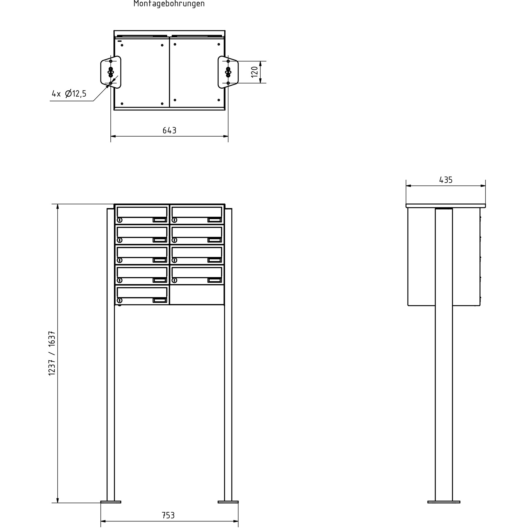 9-point stainless steel free-standing letterbox system Design BASIC Plus 385XP ST-T - RAL of your choice 9-point stainless steel free-standing letterbox system Design BASIC Plus 385XP ST-T - RAL of your choice
