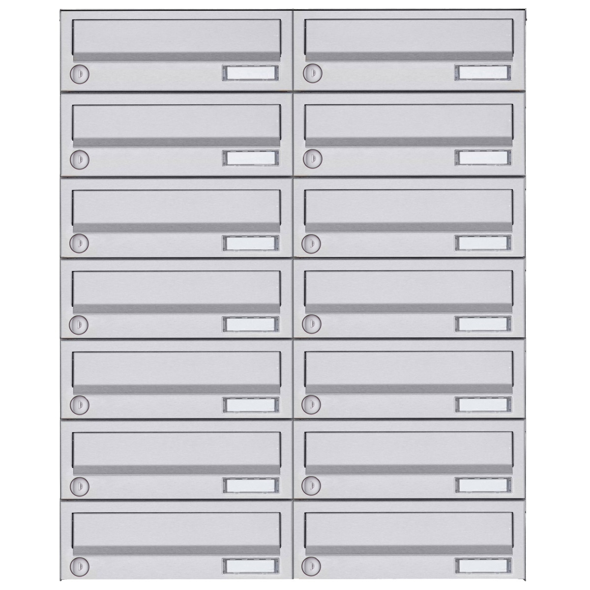 14er 7x2 Aufputz Briefkastenanlage Design BASIC 385A- VA AP - Edelstahl V2A, geschliffen 14er 7x2 Aufputz Briefkastenanlage Design BASIC 385A- VA AP - Edelstahl V2A, geschliffen