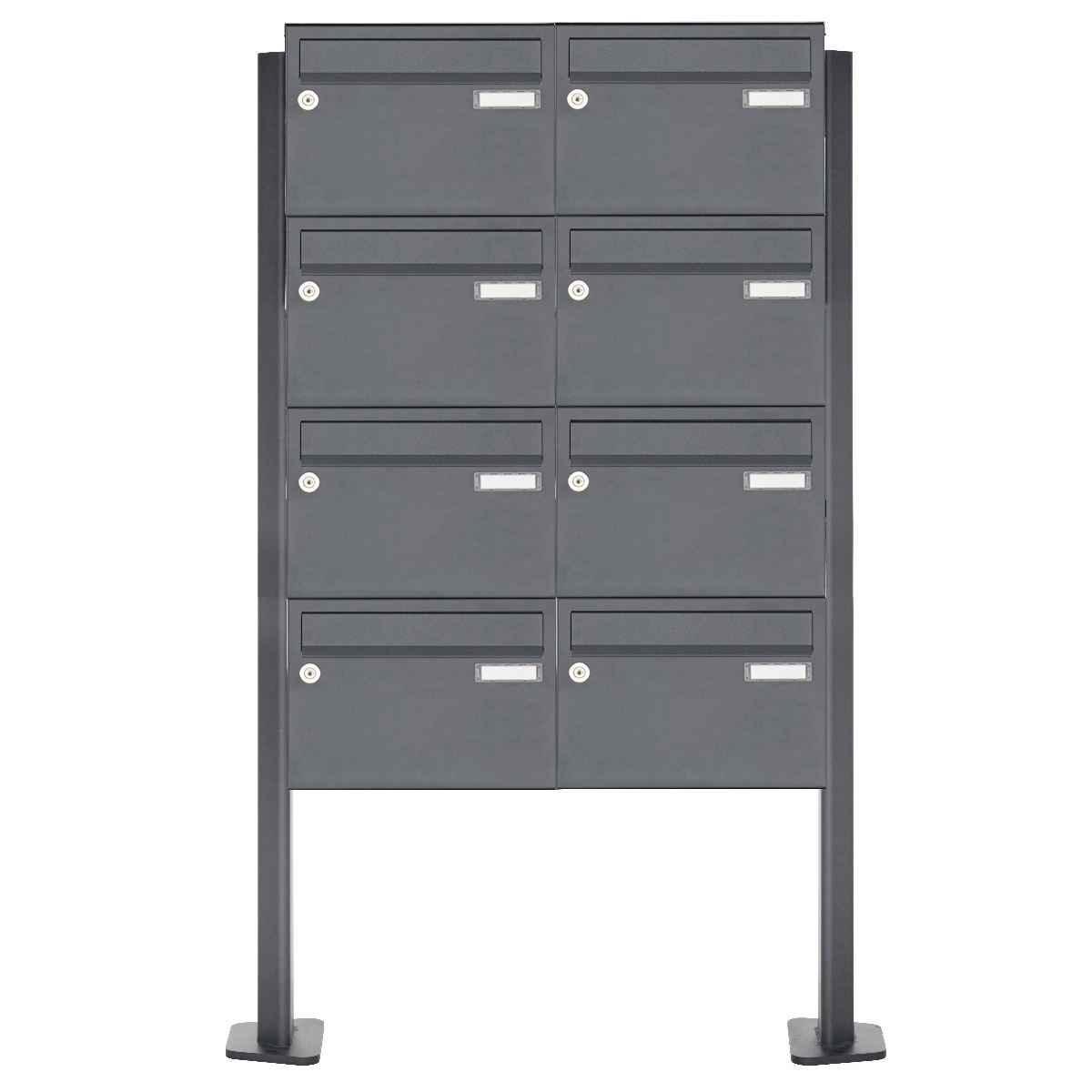 8er 4x2 Edelstahl Standbriefkasten Design BASIC Plus 385XP ST-T - RAL nach Wahl 8er 4x2 Edelstahl Standbriefkasten Design BASIC Plus 385XP ST-T - RAL nach Wahl
