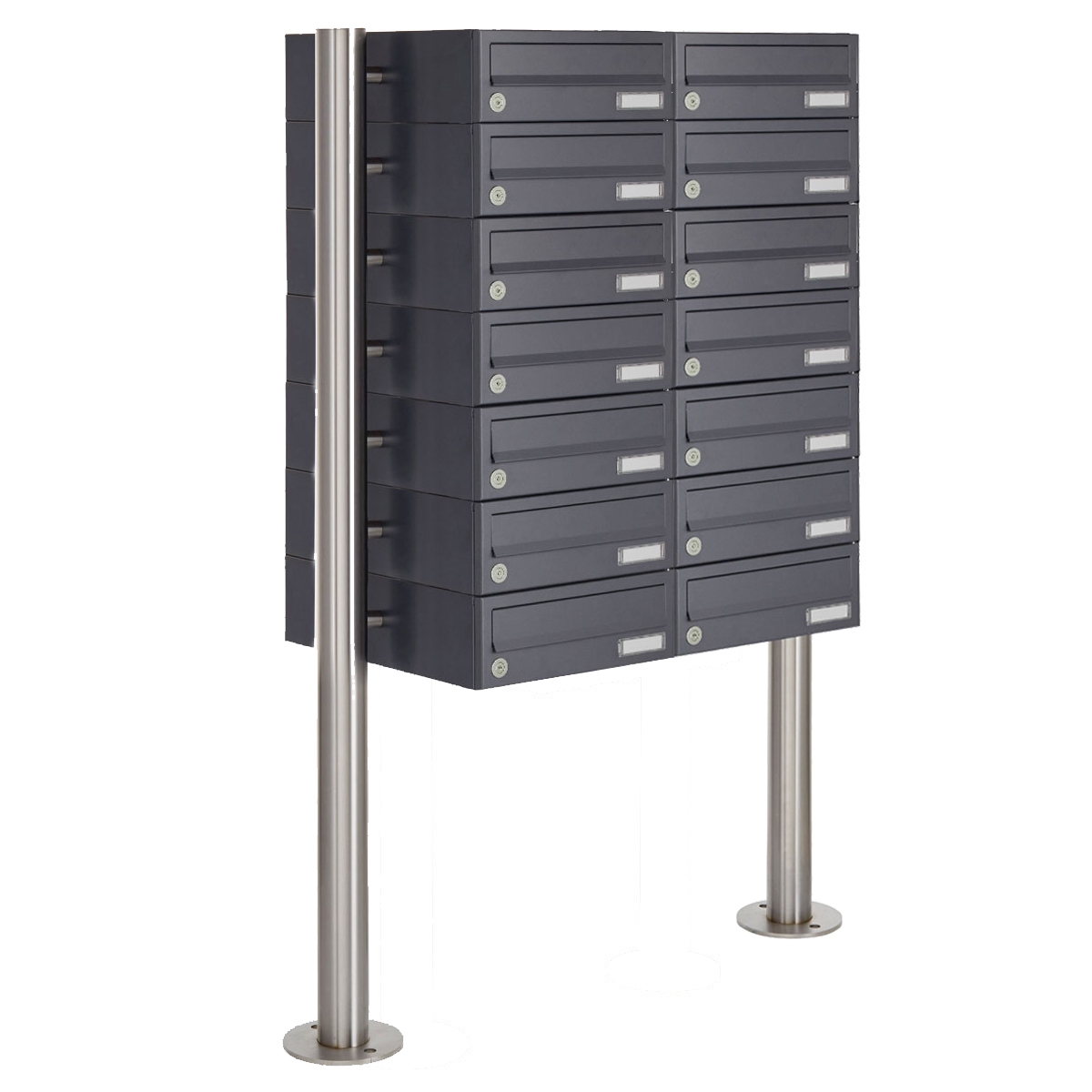 14er Briefkastenanlage freistehend Design BASIC 385 ST-R - RAL 7016 anthrazitgrau
