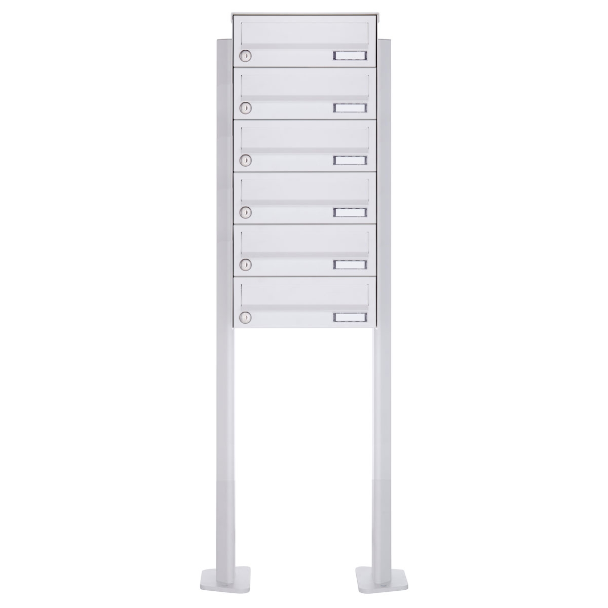 6er Standbriefkasten Design BASIC 385P-9016 ST-T - RAL 9016 verkehrsweiß 6er Standbriefkasten Design BASIC 385P-9016 ST-T - RAL 9016 verkehrsweiß