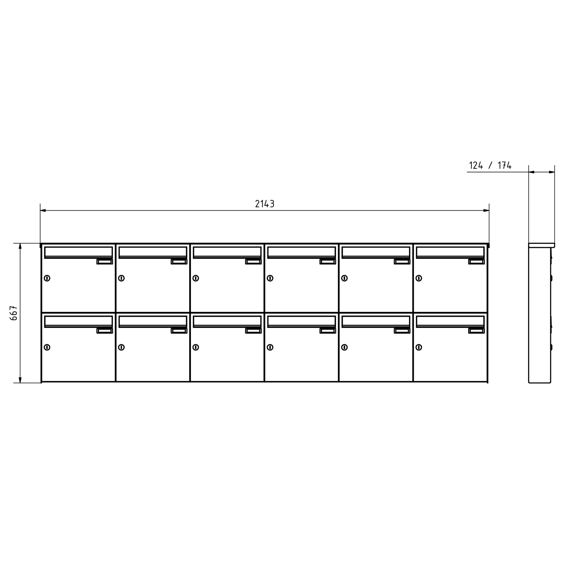 Boîte aux lettres 12x6 en acier inoxydable Design BASIC Plus 382XA AP - Acier inoxydable V2A brossé