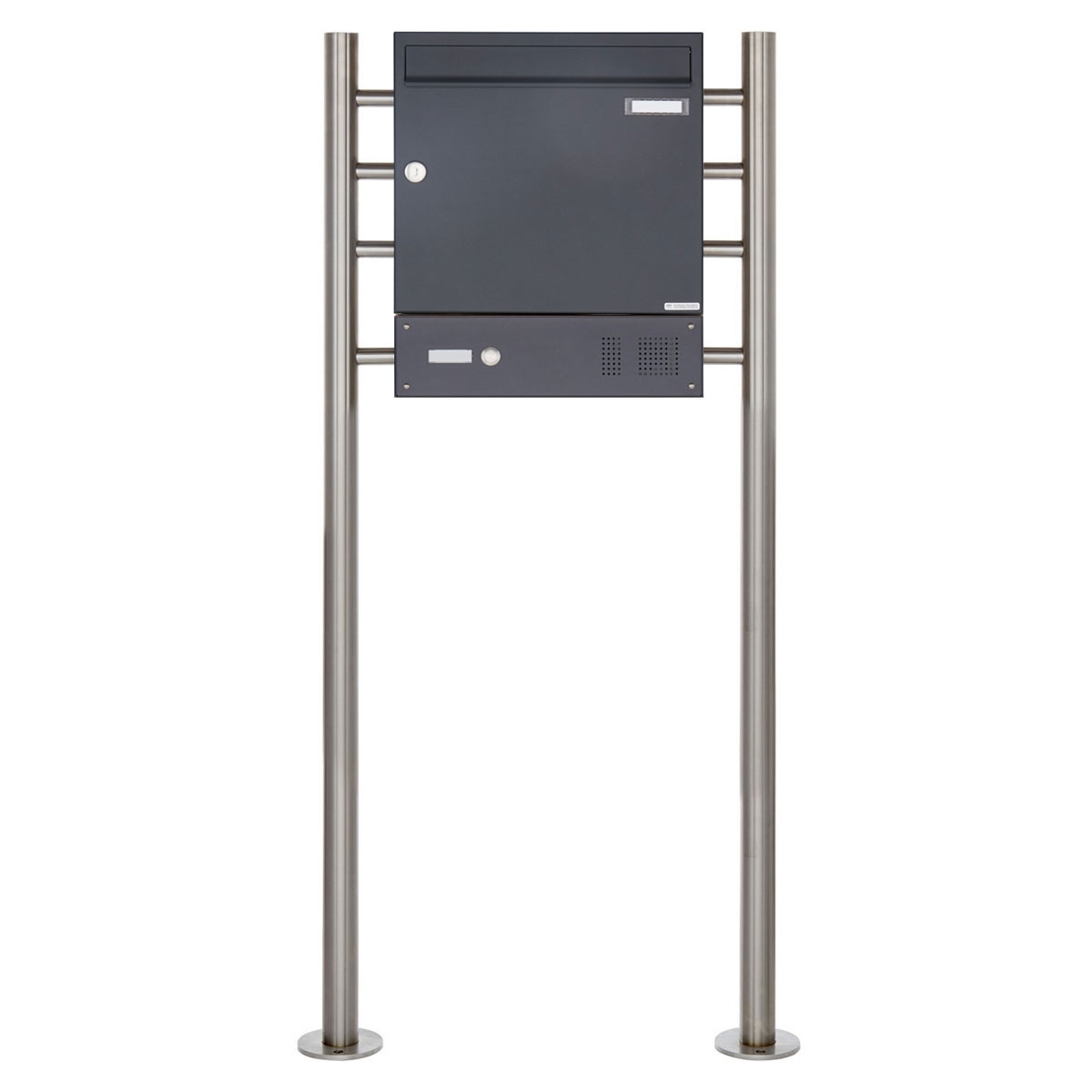 Standbriefkasten Design BASIC 381 ST-R mit Klingelkasten - RAL 7016 anthrazitgrau Standbriefkasten Design BASIC 381 ST-R mit Klingelkasten - RAL 7016 anthrazitgrau