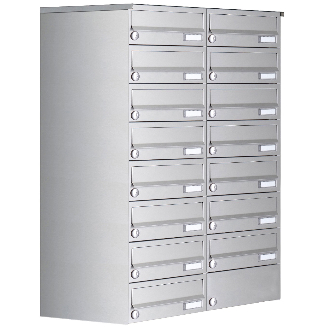 15er 8x2 Aufputz Briefkastenanlage Design BASIC 385A- VA AP - Edelstahl V2A, geschliffen