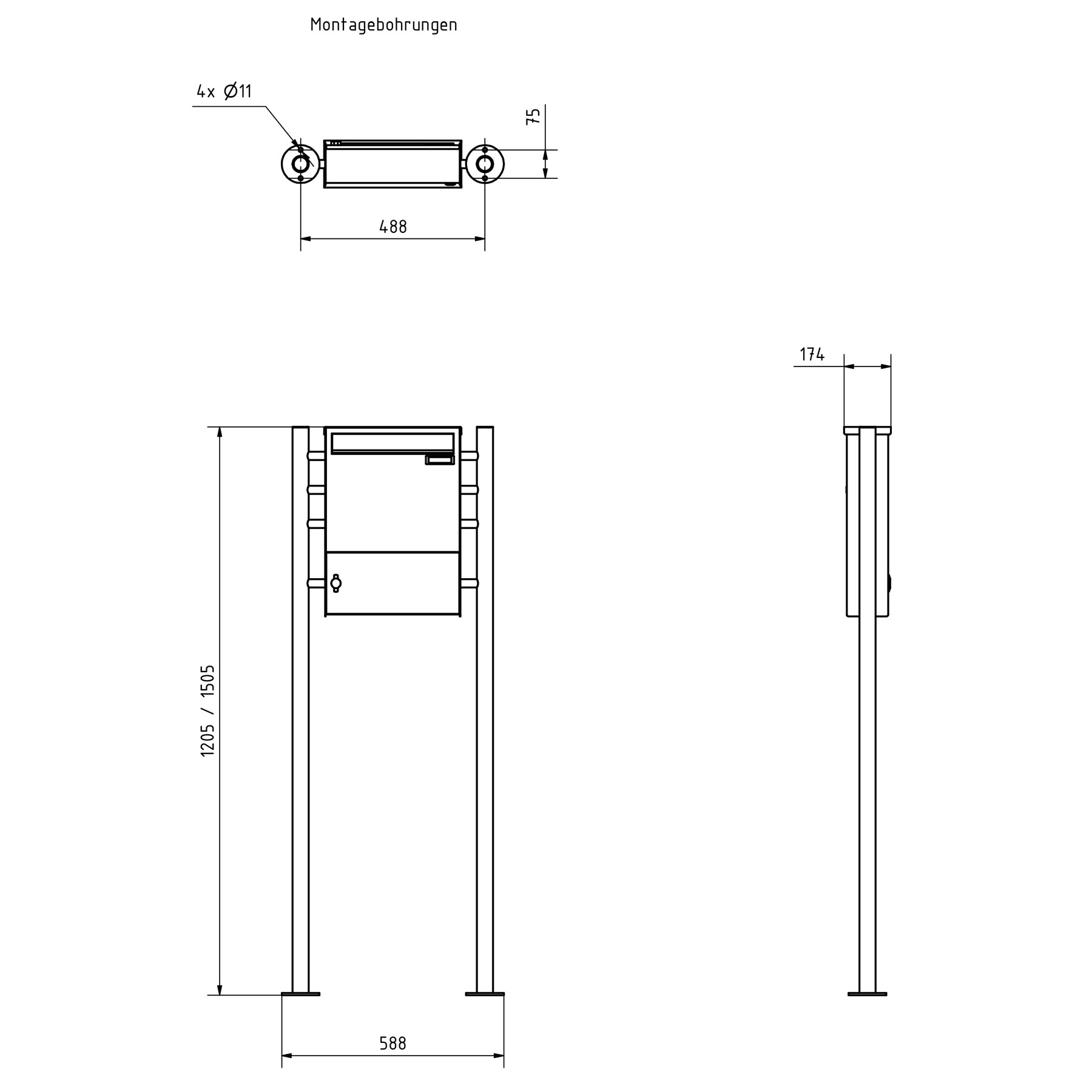 1-post letterbox Design BASIC Plus 381X ST-R with closed newspaper compartment - polished stainless steel 1-post letterbox Design BASIC Plus 381X ST-R with closed newspaper compartment - polished stainless steel