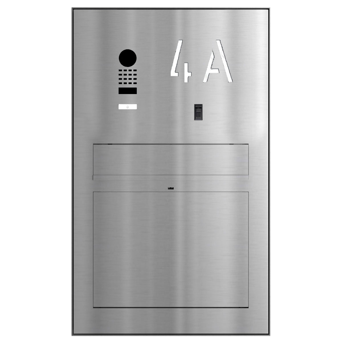 Design surface-mounted letterbox GRIMM - polished stainless steel with DoorBird video intercom system