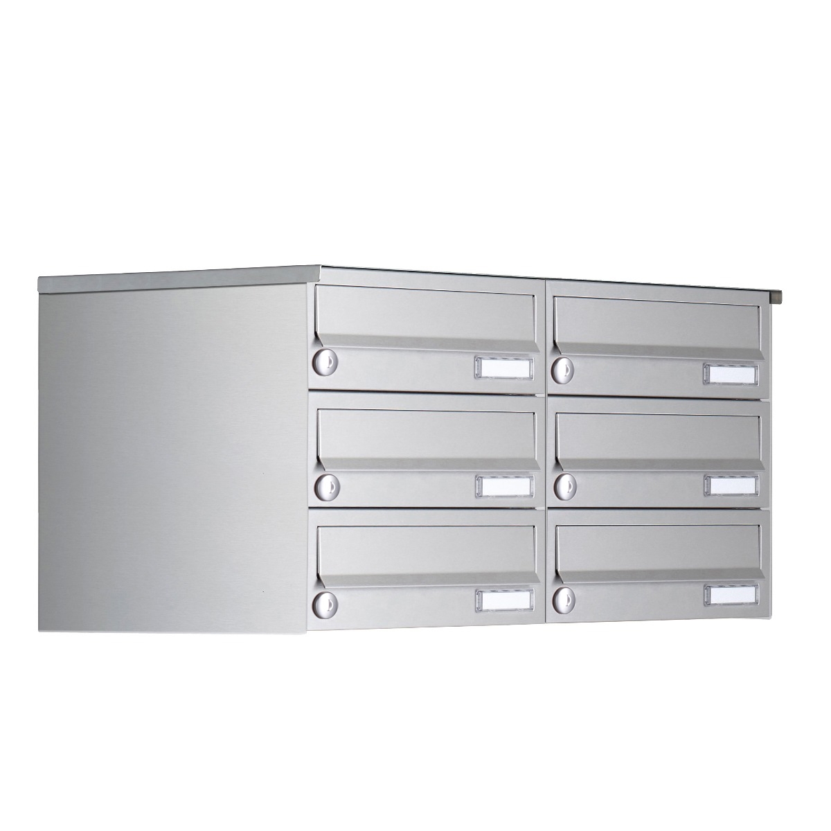 6er 3x2 Aufputz Briefkastenanlage Design BASIC 385A- VA AP - Edelstahl V2A, geschliffen