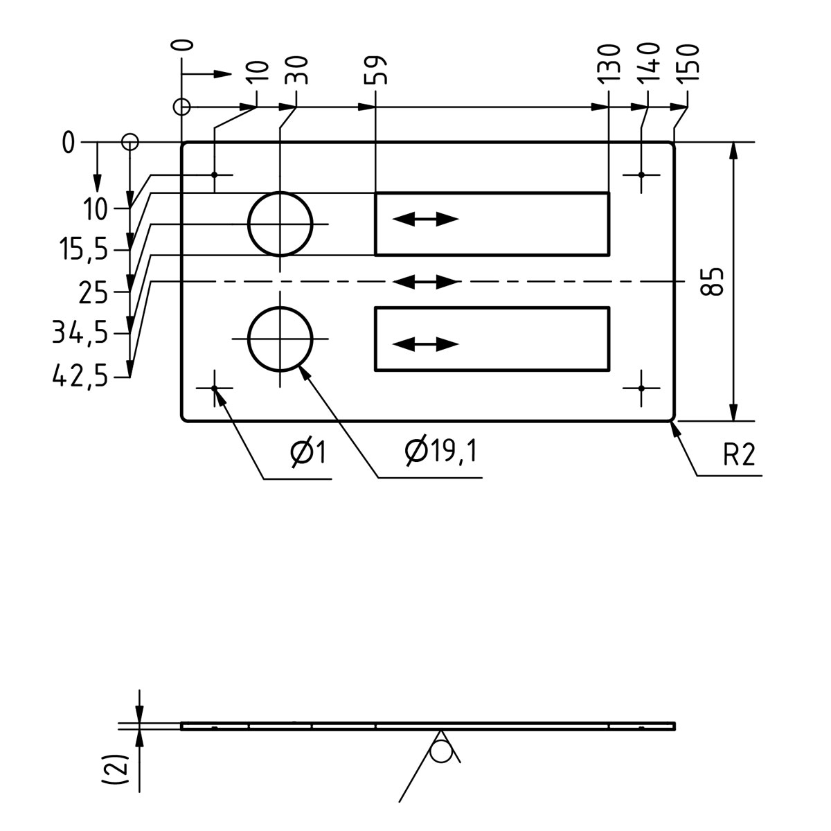 43339b1ff34c4a71e10156e6e17a458fc60bed30 Stainless steel bell plate 150x85 BASIC 422 with name plate - 2 parties