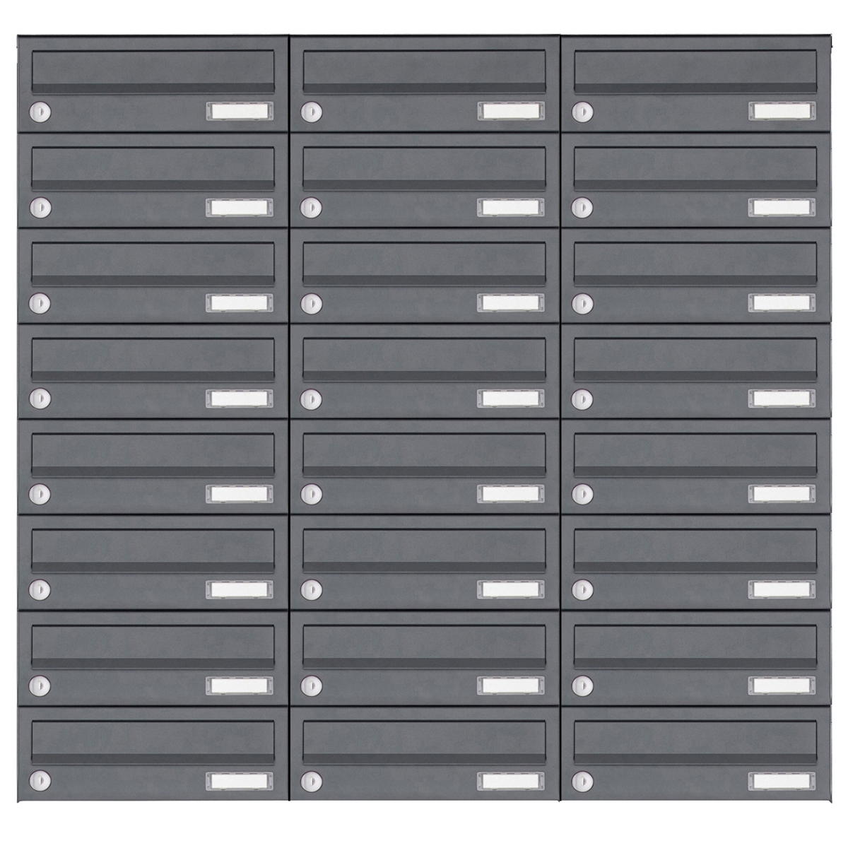 24er 8x3 Edelstahl Aufputz Briefkastenanlage Design BASIC Plus 385XA AP - RAL nach Wahl