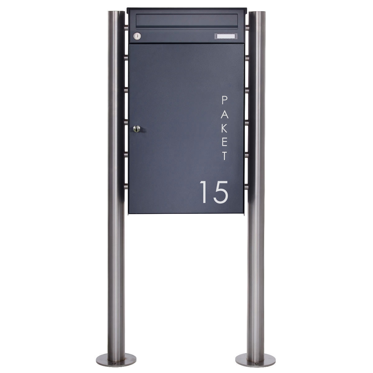 Cassetta per pacchi BASIC Plus 863X ST-R in acciaio inox con vano pacchi 550x370 in un colore RAL a scelta Cassetta per pacchi BASIC Plus 863X ST-R in acciaio inox con vano pacchi 550x370 in un colore RAL a scelta