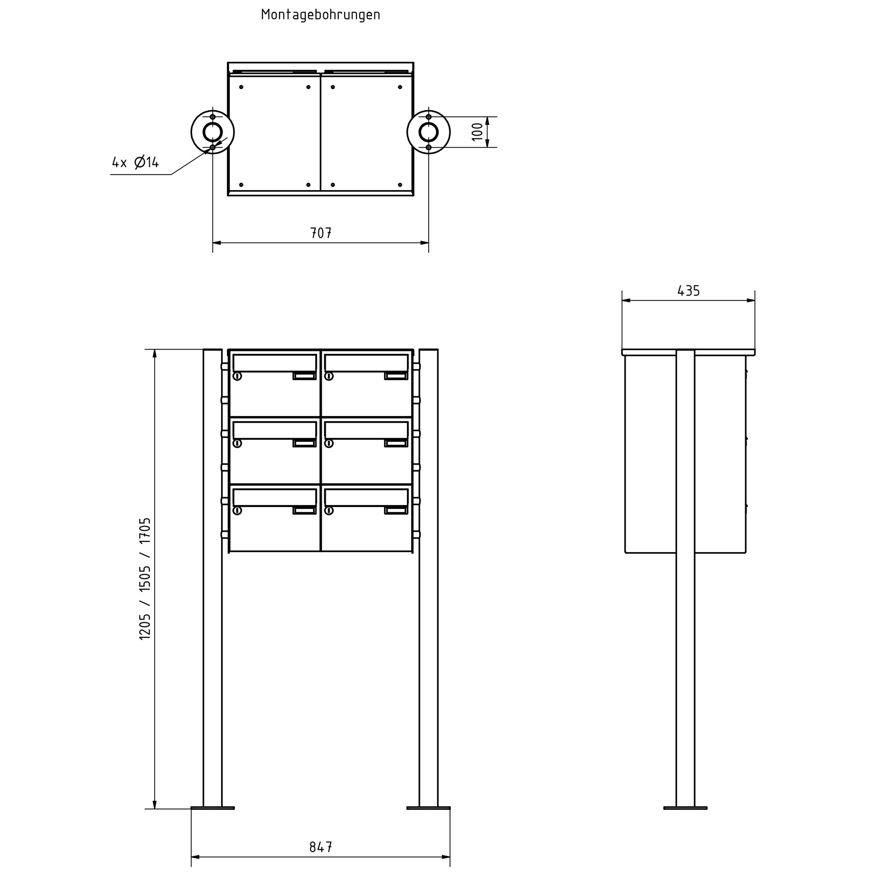 6er 3x2 Edelstahl Standbriefkasten Design BASIC Plus 385X ST-R - 220mm - RAL nach Wahl 6er 3x2 Edelstahl Standbriefkasten Design BASIC Plus 385X ST-R - 220mm - RAL nach Wahl