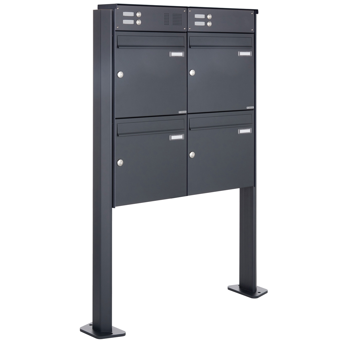 4-post letterbox design BASIC Plus 380X ST-T with bell box - RAL of your choice 4-post letterbox design BASIC Plus 380X ST-T with bell box - RAL of your choice