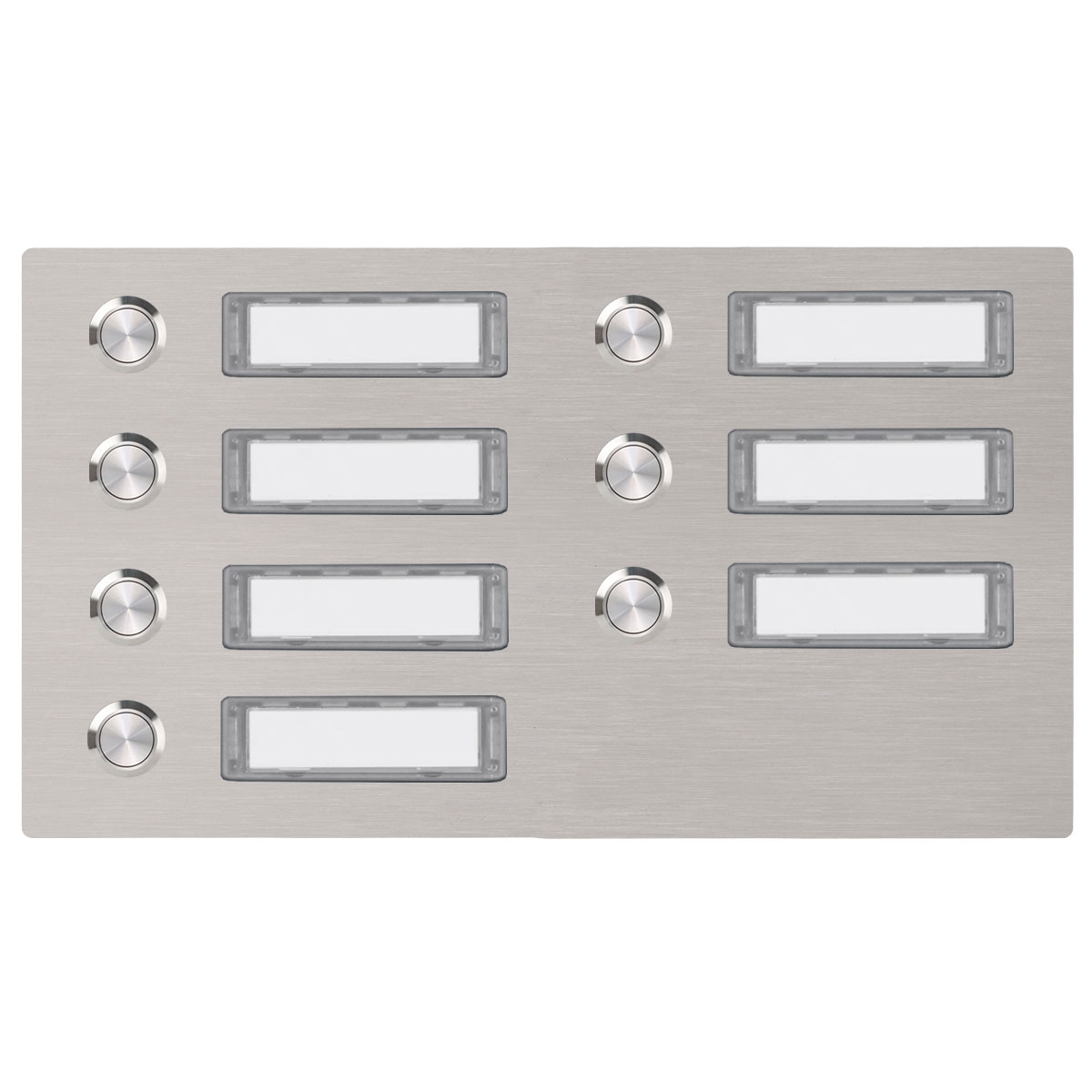 6ed22367f72f62cb026d162c3c7b8fe3b2f82700 Edelstahl Klingelplatte 300x155 BASIC 422 mit Namensschild - 7 Parteien