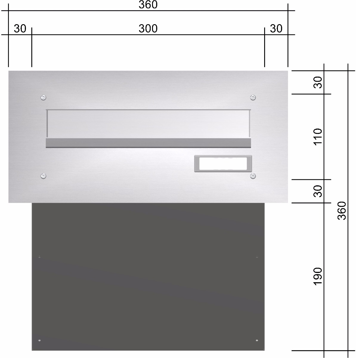 Boîte aux lettres murale BASIC 622 - acier inoxydable V2A brossé - 1 partie