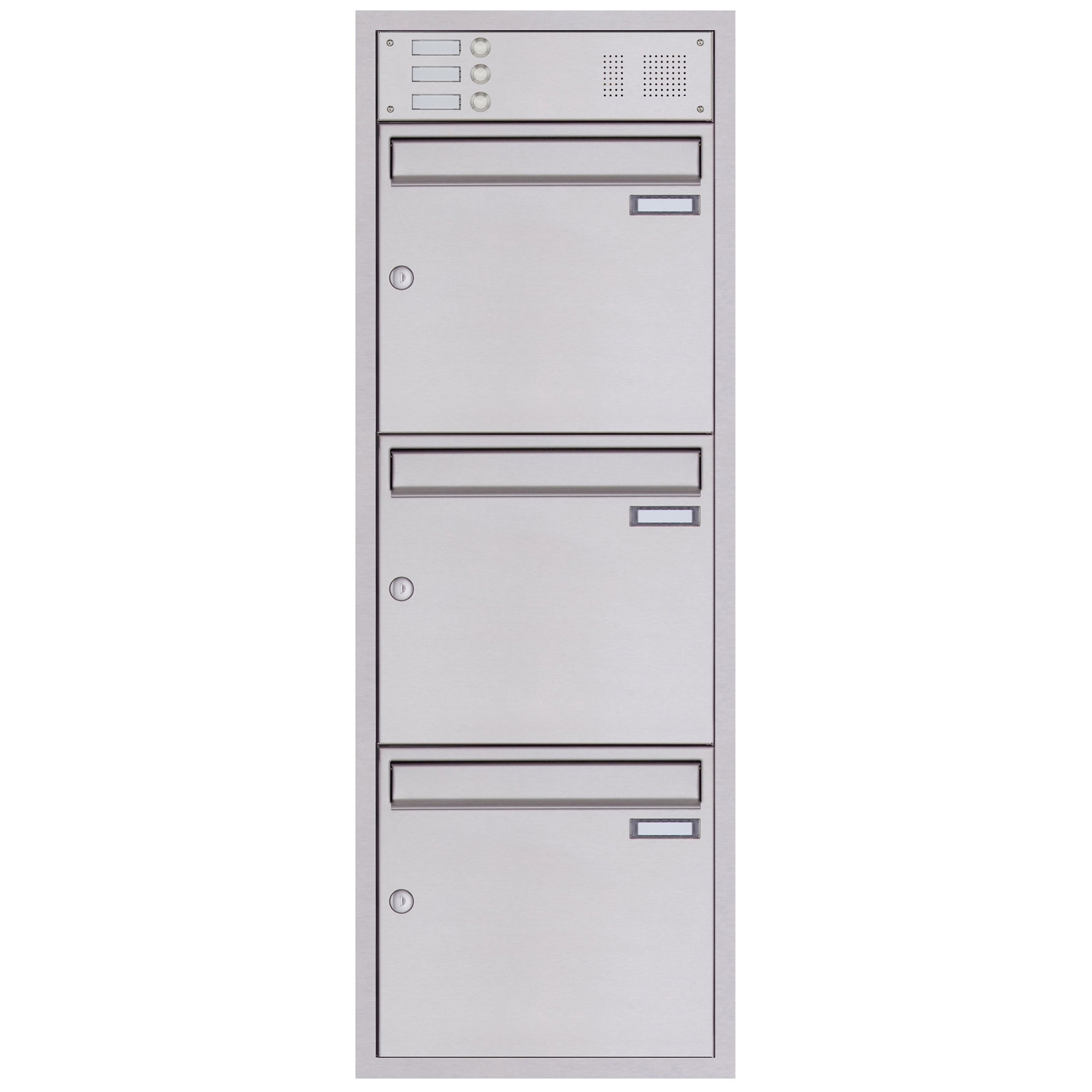 3 x 3 stainless steel flush-mounted letterbox BASIC Plus 382XU UP with bell box