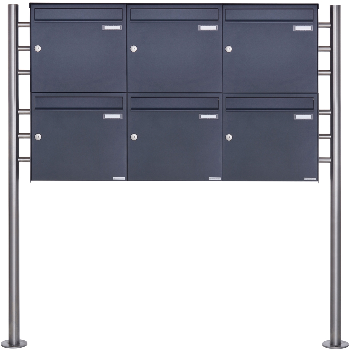 6er 2x3 Edelstahl Standbriefkasten Design BASIC Plus 381X ST R - RAL nach Wahl 6er 2x3 Edelstahl Standbriefkasten Design BASIC Plus 381X ST R - RAL nach Wahl