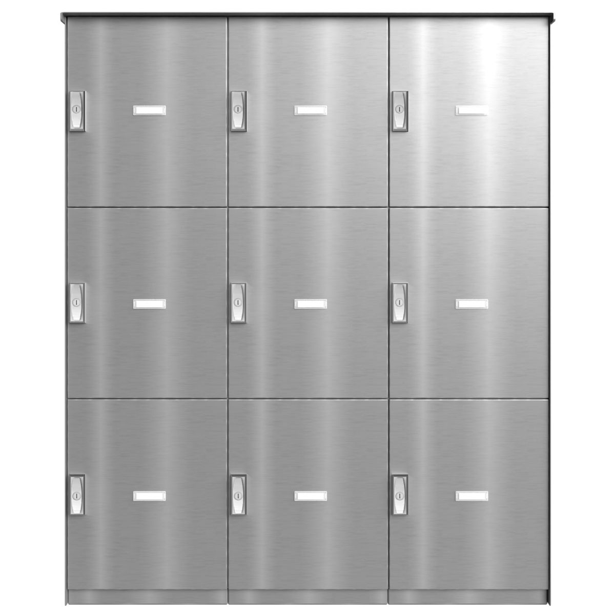 9er 3x3 Paketfachanlage BASIC Plus 863X STL mit Paketfach 370x440 - Edelstahl geschliffen