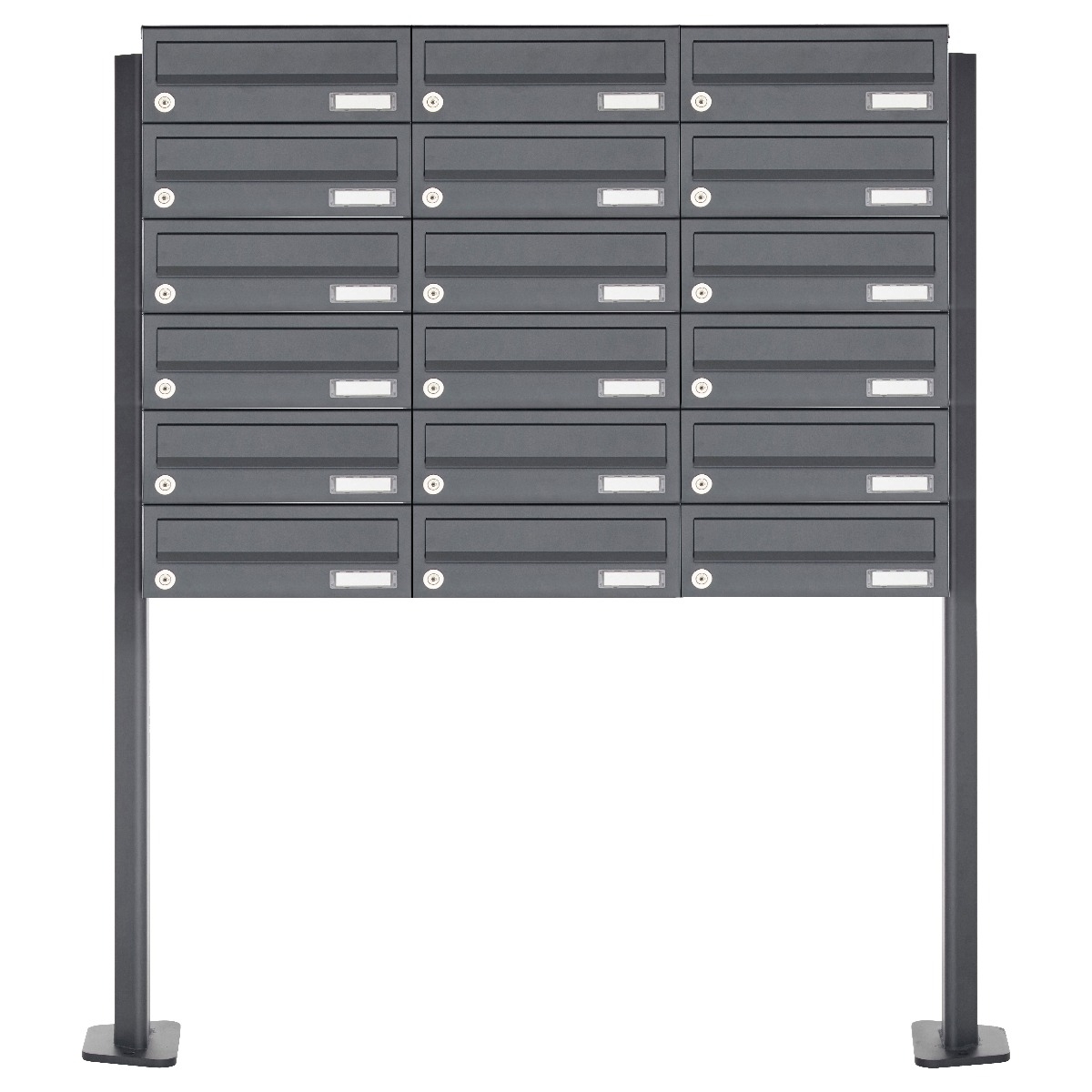 18er Briefkastenanlage freistehend Design BASIC 385P-7016 ST-T - RAL 7016 anthrazitgrau