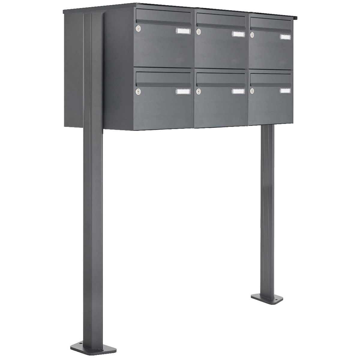 6-piece 2x3 stainless steel letterbox system freestanding Design BASIC Plus 385XP ST-T - RAL of your choice