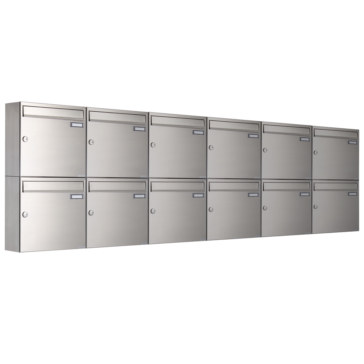12er 6x2 Edelstahl Aufputz Briefkastenanlage Design BASIC 382A-AP