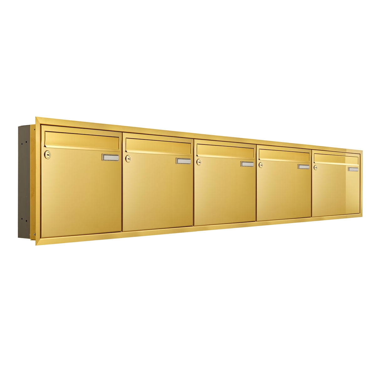 5er 5x1 Unterputz Briefkastenanlage CLASSIC 534C - Titanmessing ähnl. Gold - 5 Partei