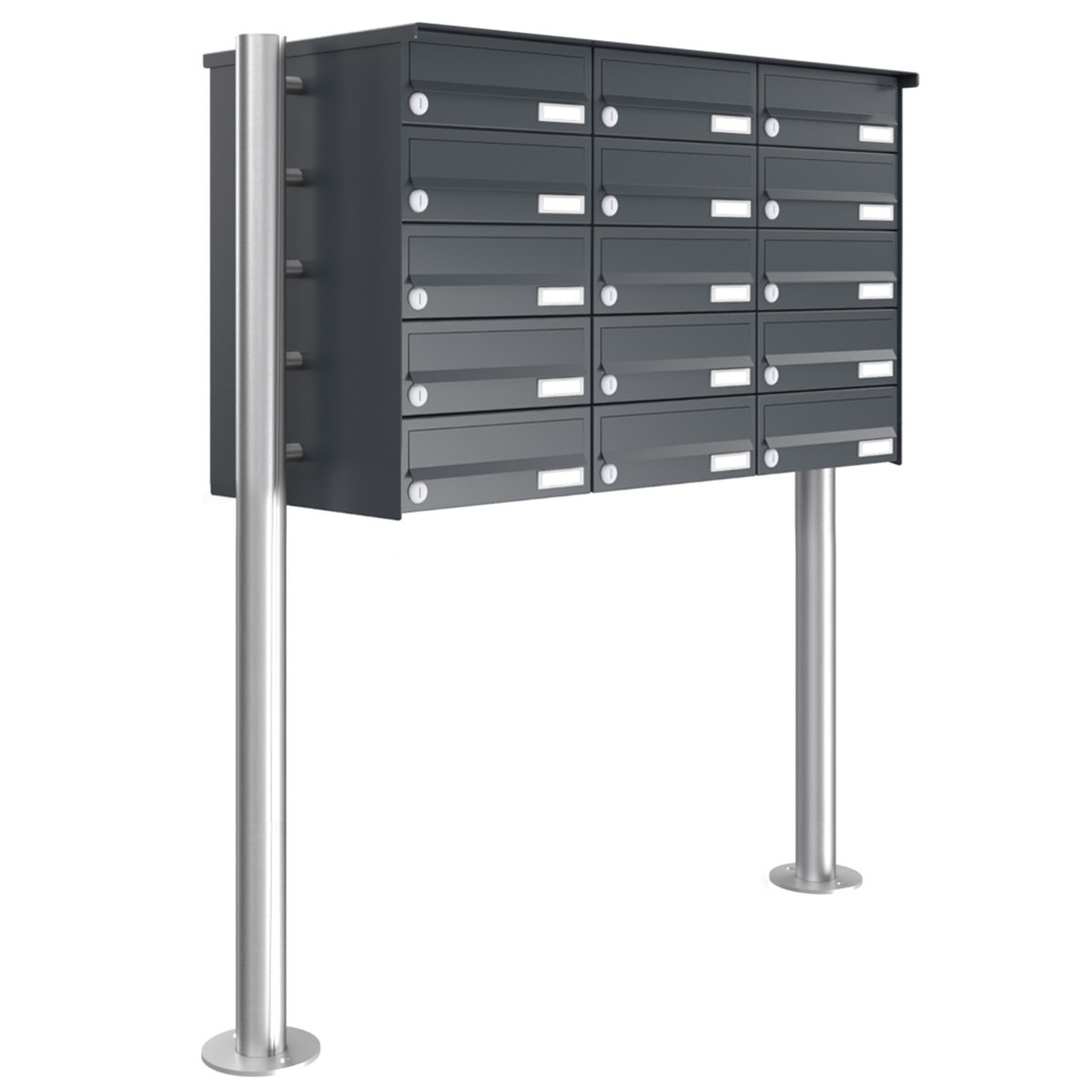 15 5x3 letterbox system freestanding Design BASIC 385 ST-R - RAL 7016 anthracite grey