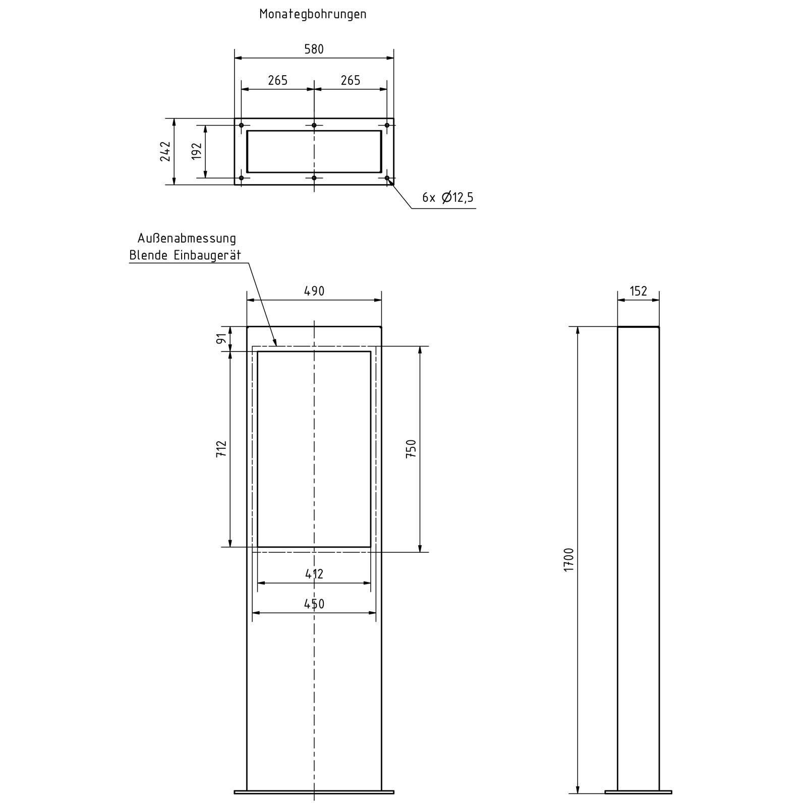 Design brievenbuszuil GRIMM - gepolijst roestvrij staal - LOXONE Intercom/Code Touch 2x1 voorbereid