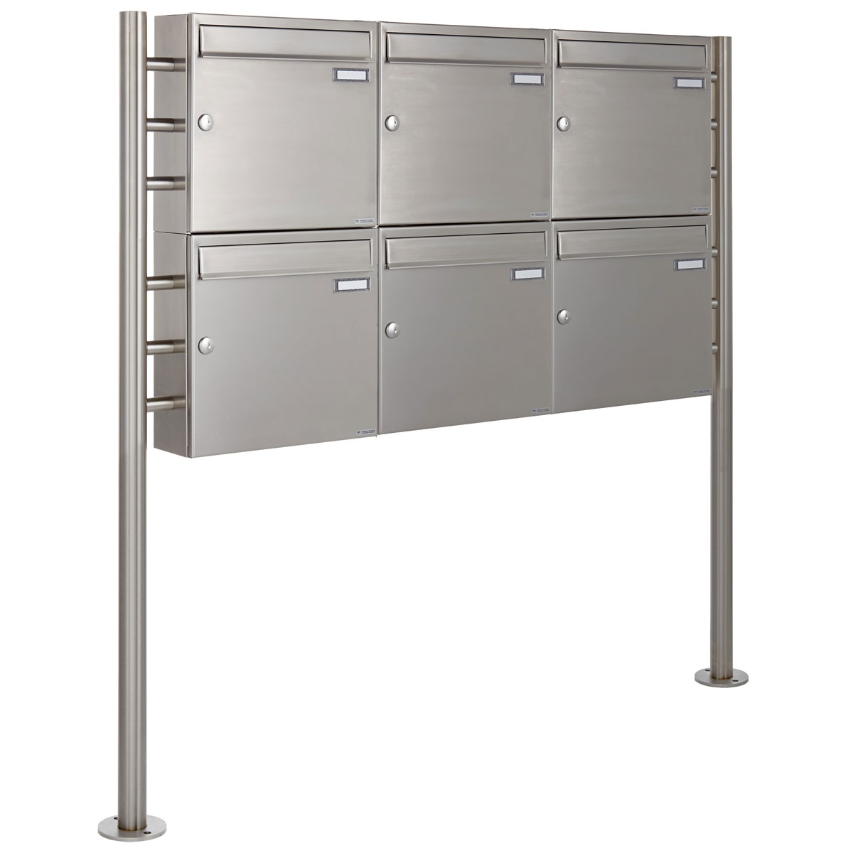 6er 2x3 Edelstahl Standbriefkasten Design BASIC 381 ST-R