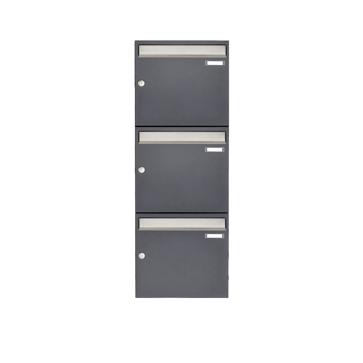 3er 1x3 Aufputz Briefkastenanlage Design BASIC 382 AP - Edelstahl-RAL 7016 anthrazitgrau