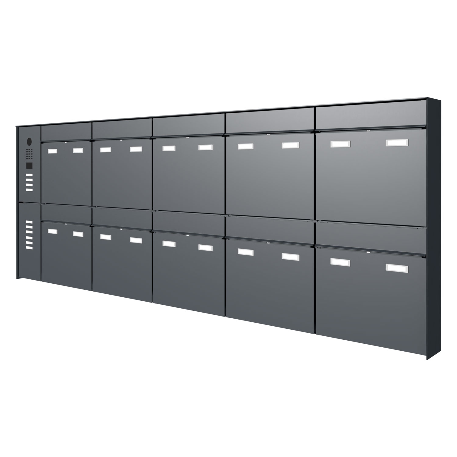 10er 5x2 Design Aufputz Briefkasten GOETHE AP - RAL nach Wahl - DoorBird Video- Sprechanlage links