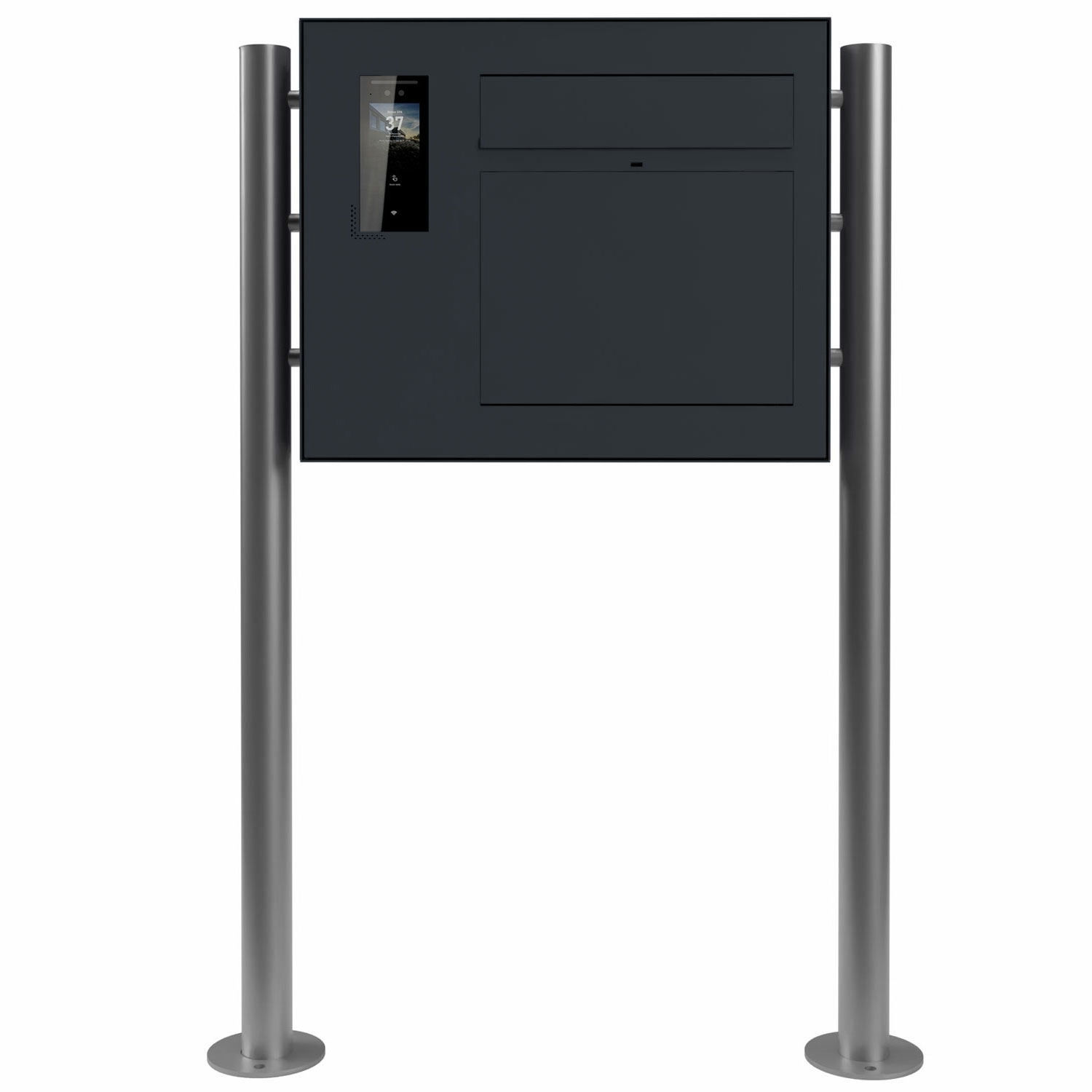 Design Standbriefkasten GRIMM - Farbe nach Wahl mit Ekinex Dico IP-Videosprechanlage links