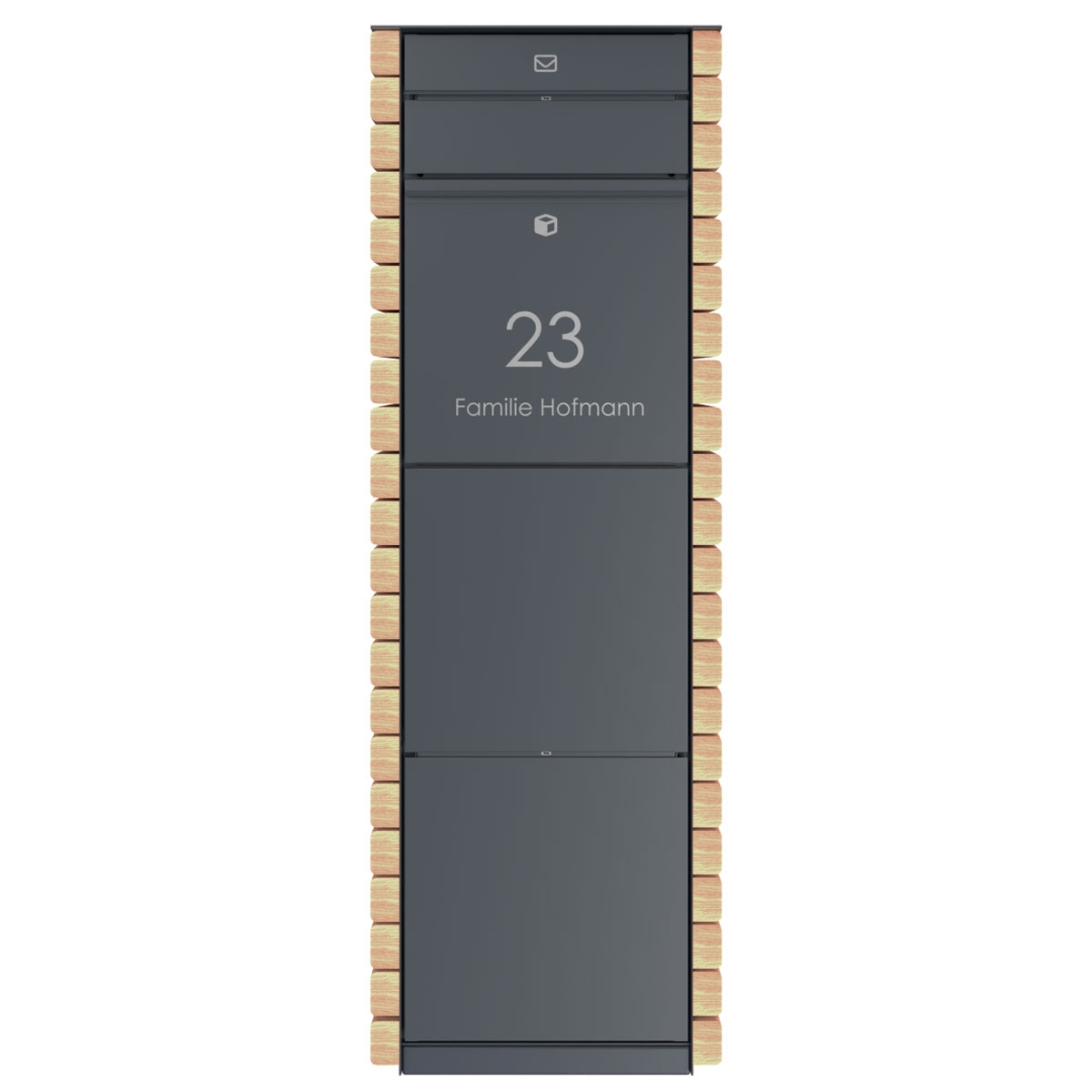 Design parcel box GOETHE with 1 letterbox - lock system - Edition Nature with Douglas fir oiled - RAL of your choice Design parcel box GOETHE with 1 letterbox - lock system - Edition Nature with Douglas fir oiled - RAL of your choice