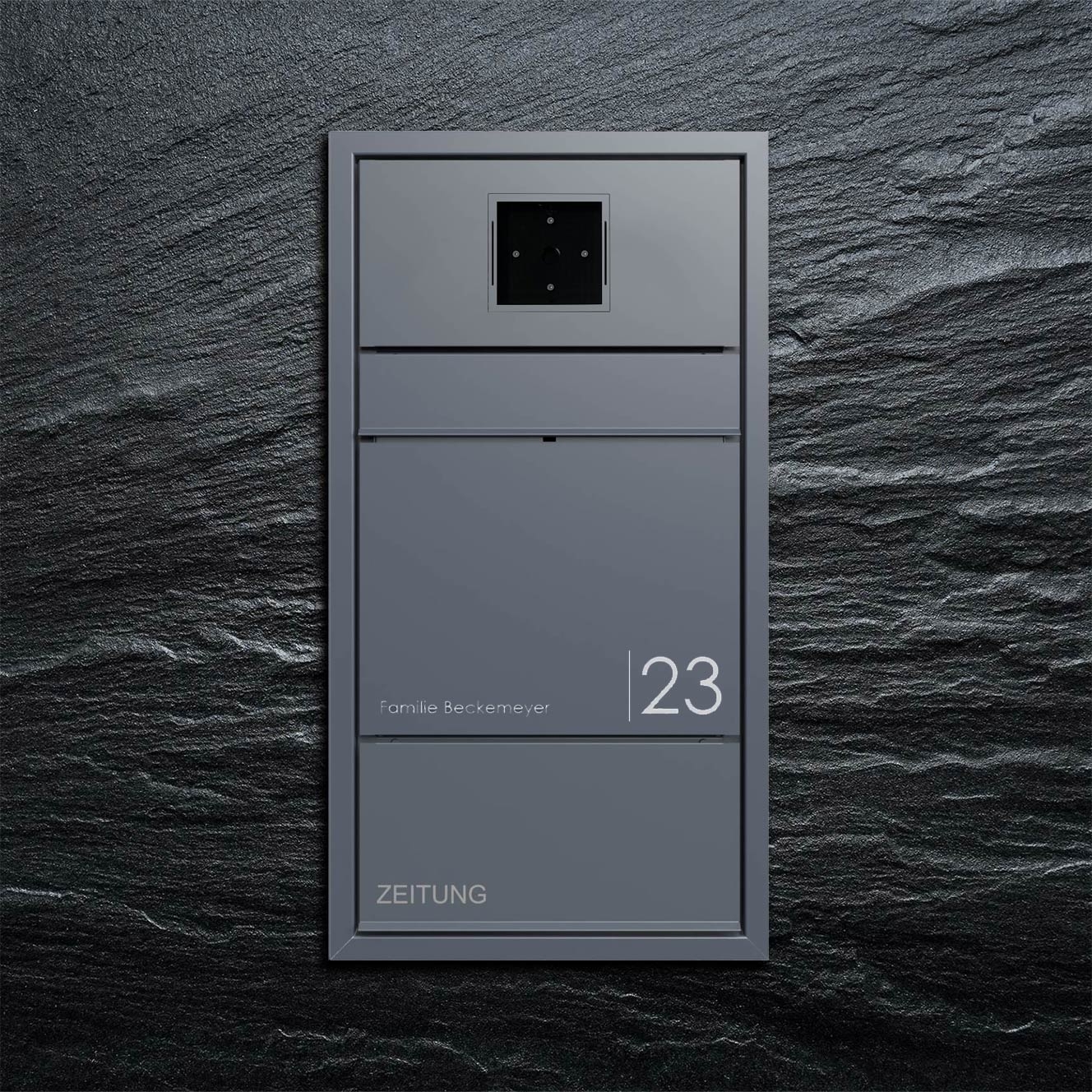 Cassetta per le lettere da incasso di design GOETHE UP con scomparto per giornali - RAL a scelta - predisposizione per citofono LOXONE