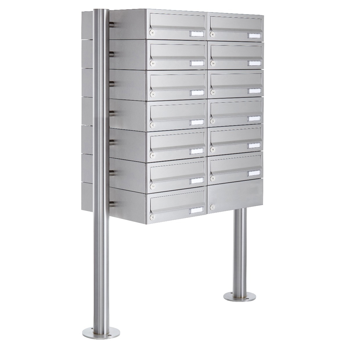 13er Briefkastenanlage freistehend Design BASIC 385-VA ST-R - Edelstahl V2A, geschliffen