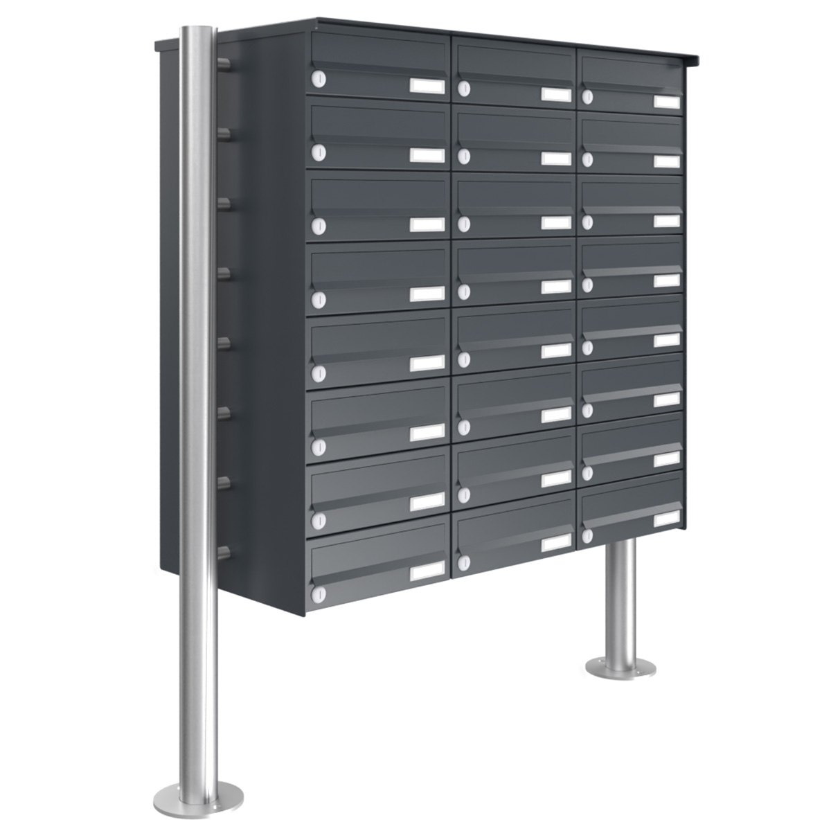 24er Briefkastenanlage freistehend Design BASIC 385-7016 ST-R - RAL 7016 anthrazitgrau 24er Briefkastenanlage freistehend Design BASIC 385-7016 ST-R - RAL 7016 anthrazitgrau