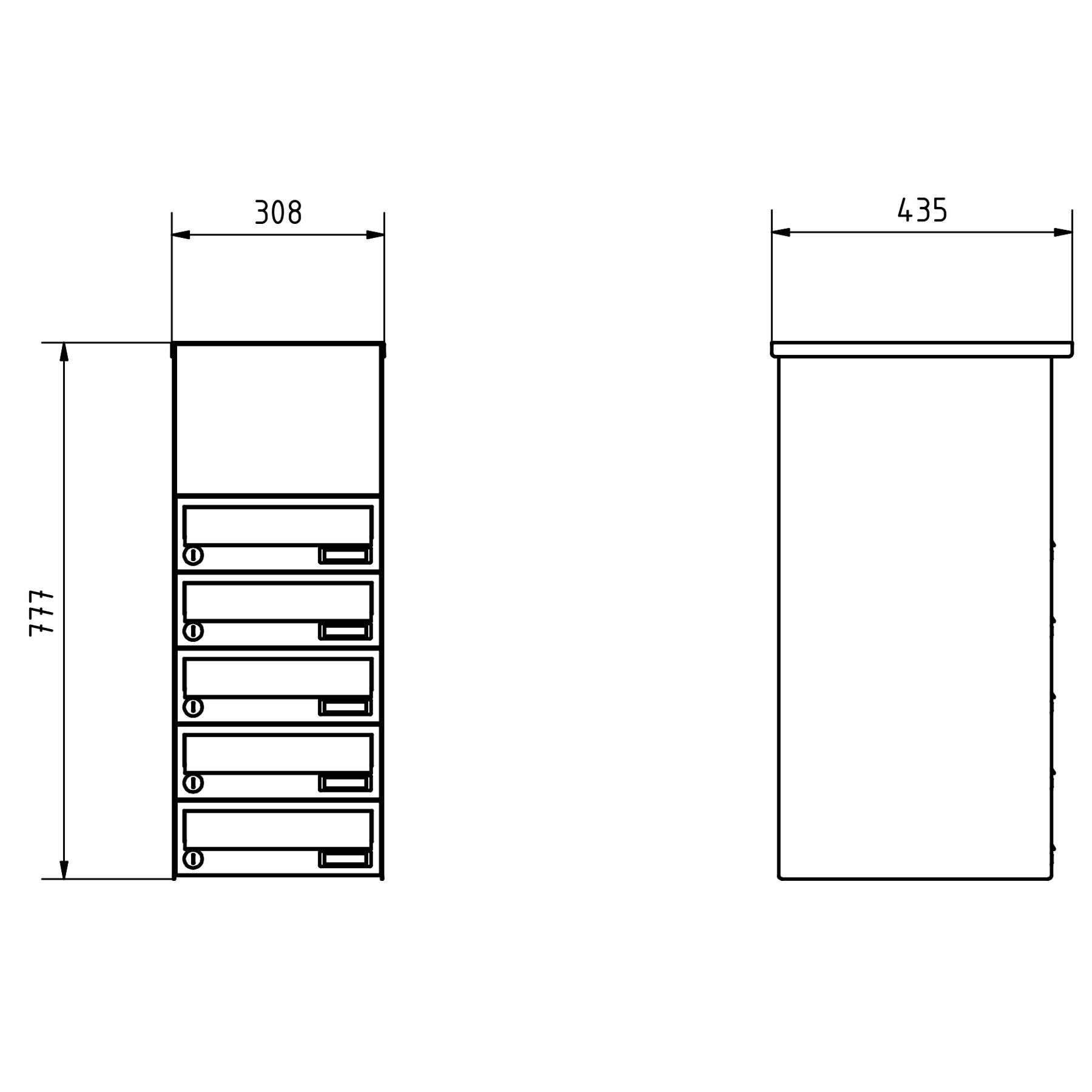 5-piece surface-mounted letterbox system Design BASIC 385A-7016 AP with bell box - RAL 7016 anthracite grey 5-piece surface-mounted letterbox system Design BASIC 385A-7016 AP with bell box - RAL 7016 anthracite grey