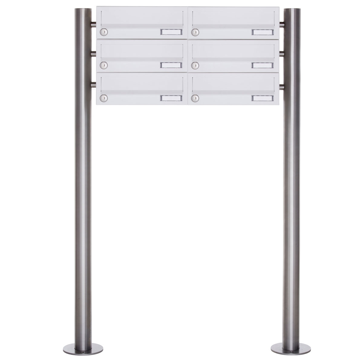 Sistema de buzones de 6 piezas 2x3 autoportantes Design BASIC 385-9016 ST-R - RAL 9016 blanco tráfico