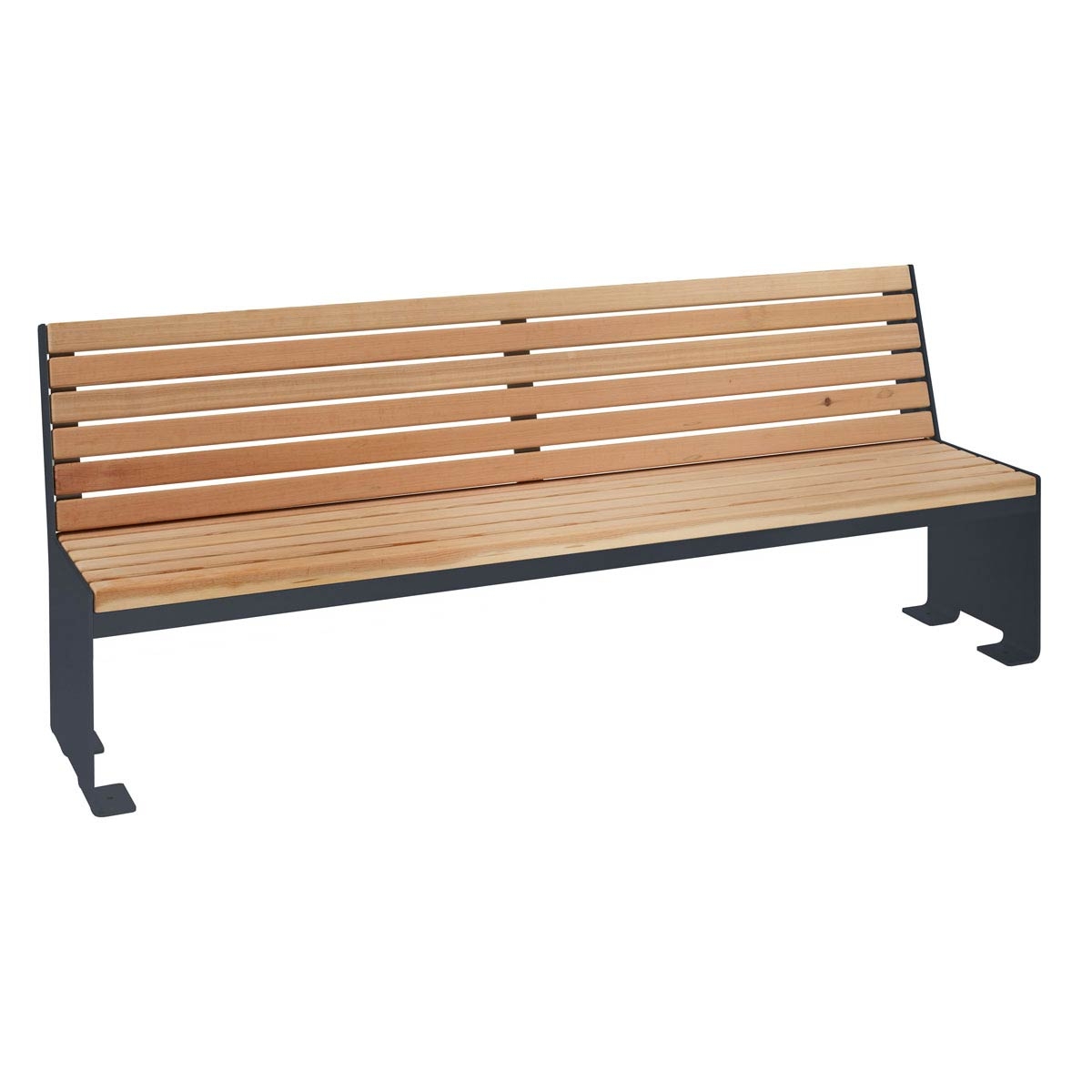 Design Sitzbank NOVALIS mit Rückenlehne - Edelstahl pulverbeschichtet -  Douglasie geölt Design Sitzbank NOVALIS mit Rückenlehne - Edelstahl pulverbeschichtet -  Douglasie geölt