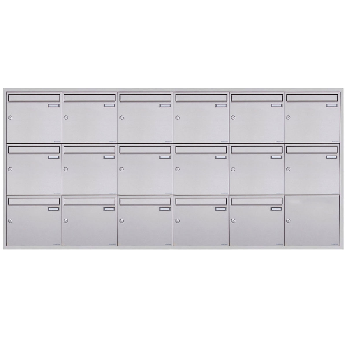 17er 6x3 Edelstahl Unterputz Briefkastenanlage BASIC Plus 382XU UP - Edelstahl geschliffen - 17 Parteien 17er 6x3 Edelstahl Unterputz Briefkastenanlage BASIC Plus 382XU UP - Edelstahl geschliffen - 17 Parteien