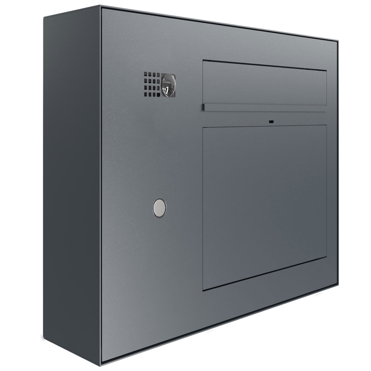 Design Aufputz Briefkasten GRIMM - Farbe nach Wahl mit COMELIT Ultra - VIDEO Set links