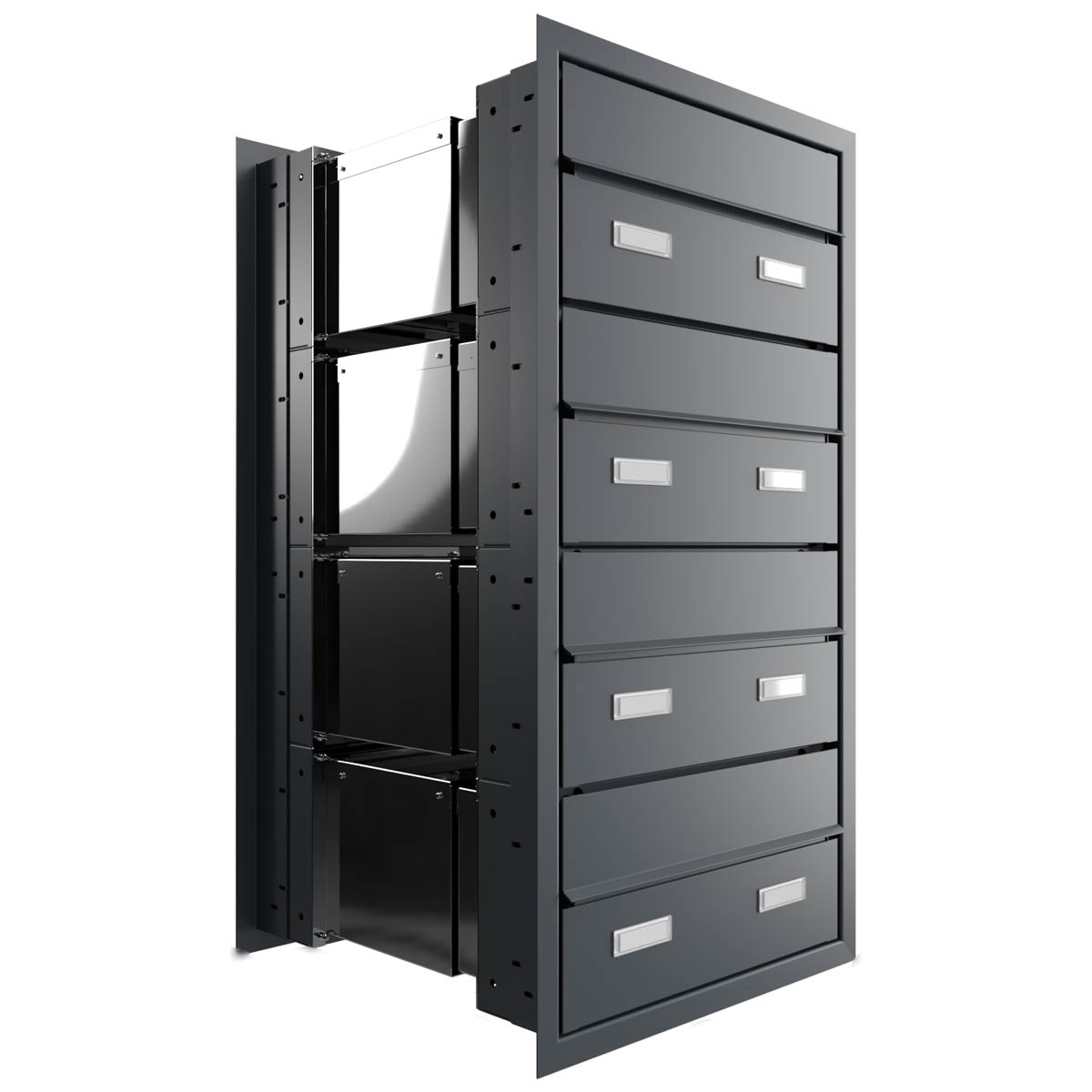 4er 1x4 Design Durchwurfbriefkasten GOETHE MDW mit Namensschild - RAL nach Wahl 4er 1x4 Design Durchwurfbriefkasten GOETHE MDW mit Namensschild - RAL nach Wahl