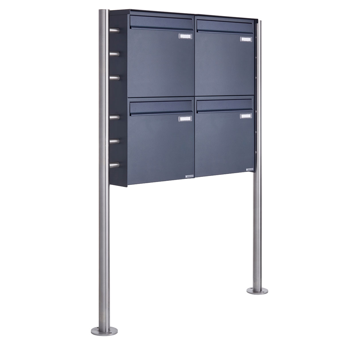 4er 2x2 fence mailbox freestanding design BASIC Plus 381XZ ST-R - RAL of your choice 4er 2x2 fence mailbox freestanding design BASIC Plus 381XZ ST-R - RAL of your choice