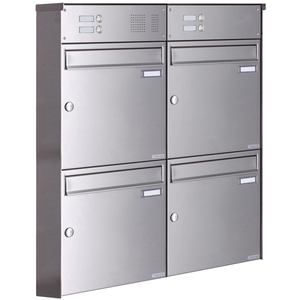 4-piece stainless steel surface-mounted letterbox design BASIC Plus 382XA AP with bell box - stainless steel V2A 4-piece stainless steel surface-mounted letterbox design BASIC Plus 382XA AP with bell box - stainless steel V2A