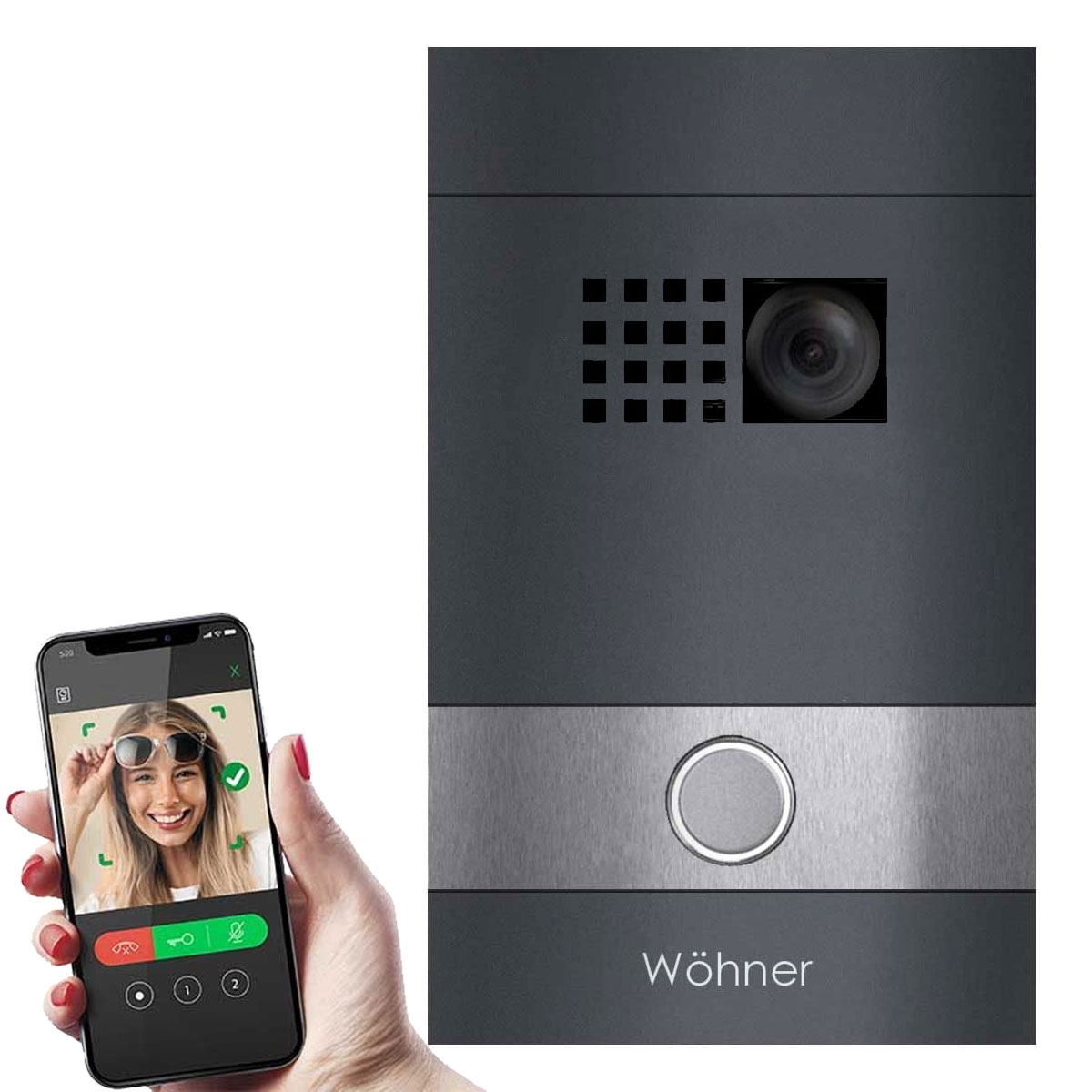 Video Türstation DIVISION 530S - RAL Farbe mit Edelstahlapplikation - Comelit Ultra VIDEO Komplettset Wifi
