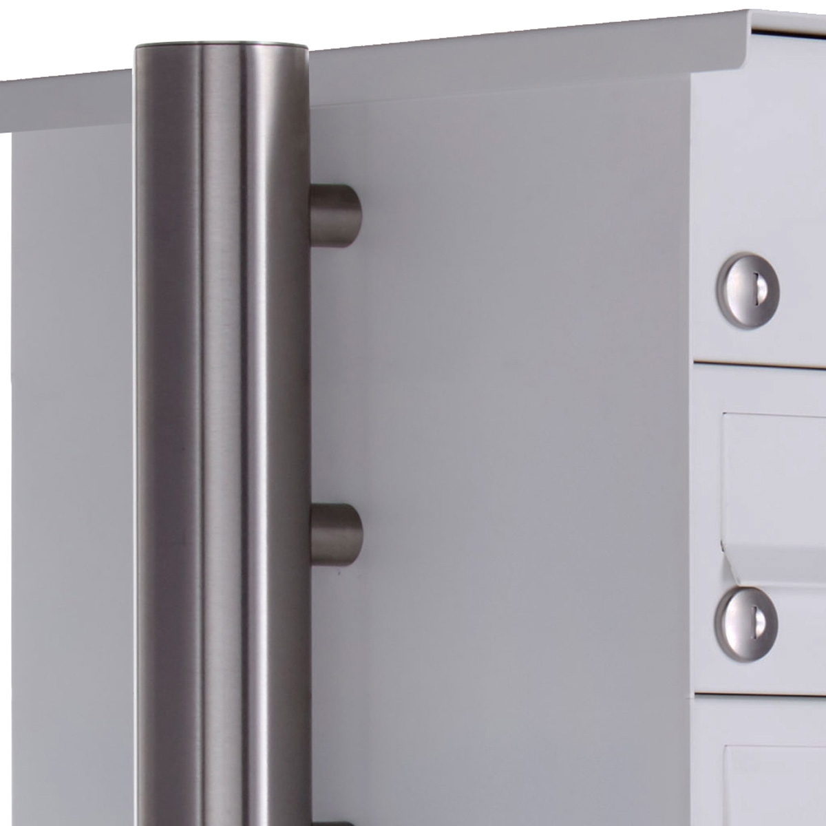 1er Standbriefkasten Design BASIC 385-9016 ST-R mit Klingelkasten - RAL 9016 verkehrsweiß