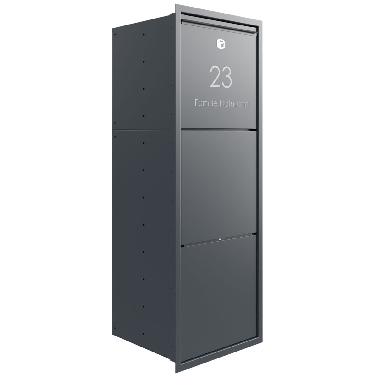Design flush-mounted parcel box GOETHE - lock system - RAL of your choice Design flush-mounted parcel box GOETHE - lock system - RAL of your choice