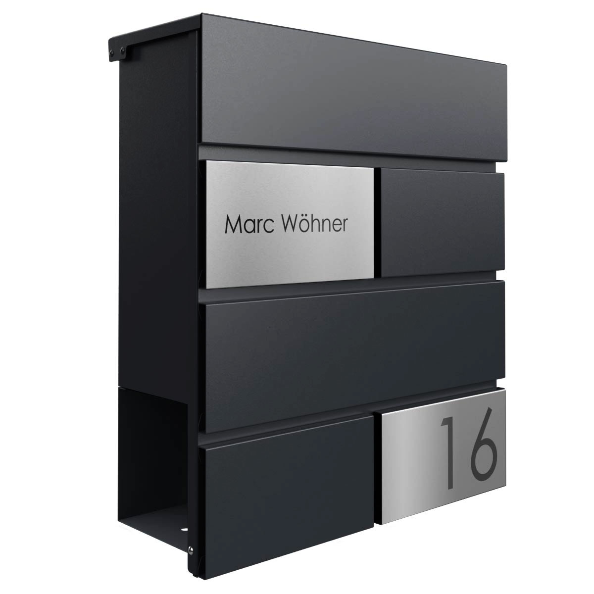 KANT Edition letterbox with newspaper compartment - Elegance 3 design - RAL 9005 jet black KANT Edition letterbox with newspaper compartment - Elegance 3 design - RAL 9005 jet black